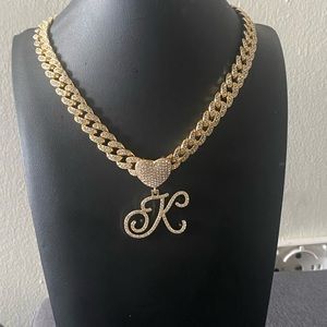 Gold necklace letter K initial chain